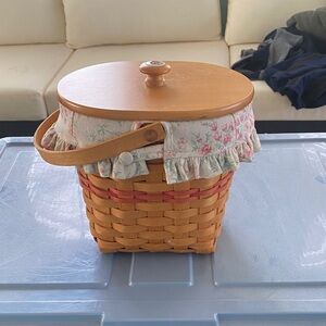 Longaberger hand Woven Basket with Floral Accent